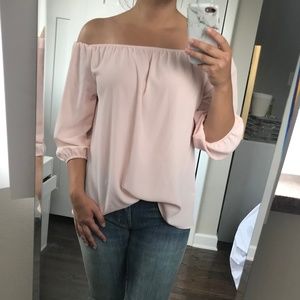 OFF SHOULDER BACK RUFFLE BOW SHIRT